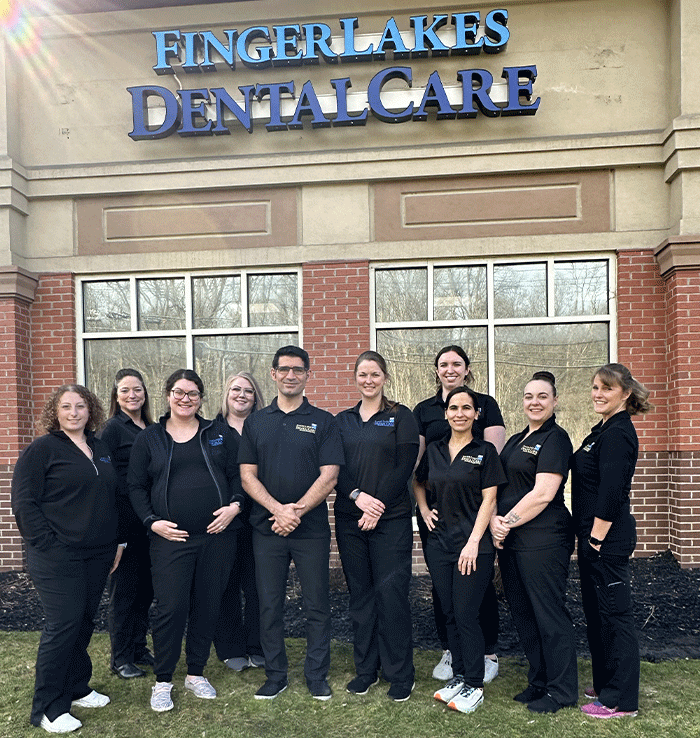 Team photo of the staff at Finger Lakes Dental Care's Victor location.